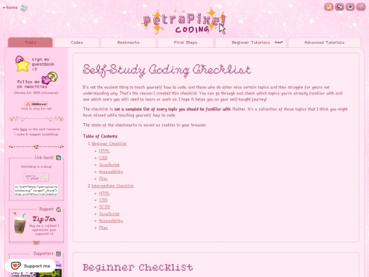 coding/checklist screenshot