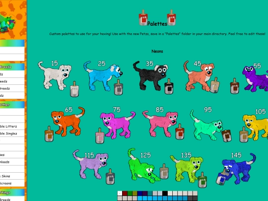 palettes screenshot