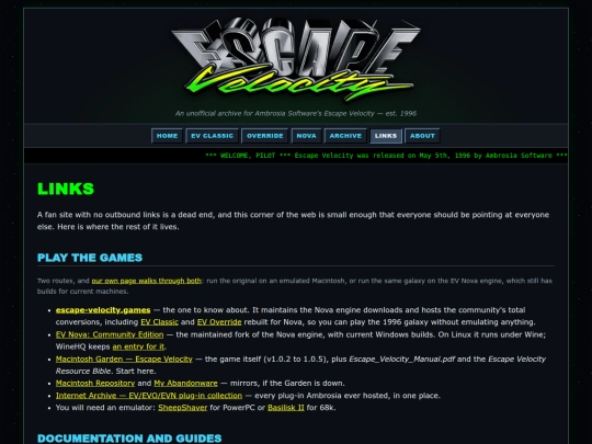 links screenshot