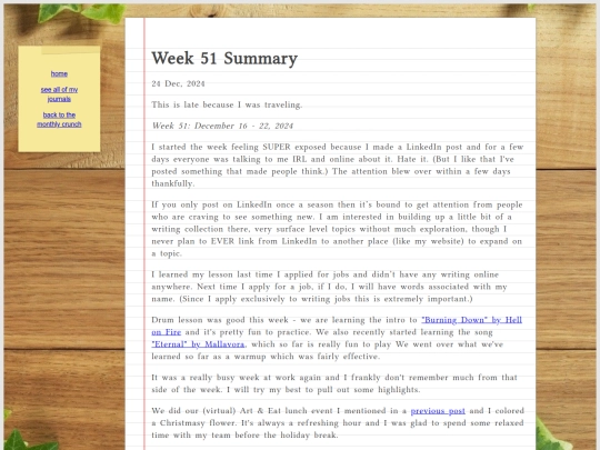 journal/posts/2024-12-24-Week-51-Summary screenshot