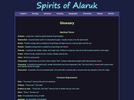 glossary screenshot