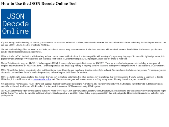 Json-decode-online screenshot