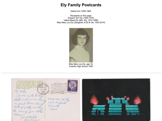 PostcardMuseum/Family-ELY/ElyFamilyPostcards screenshot