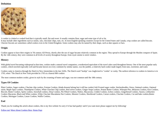 Cookie screenshot