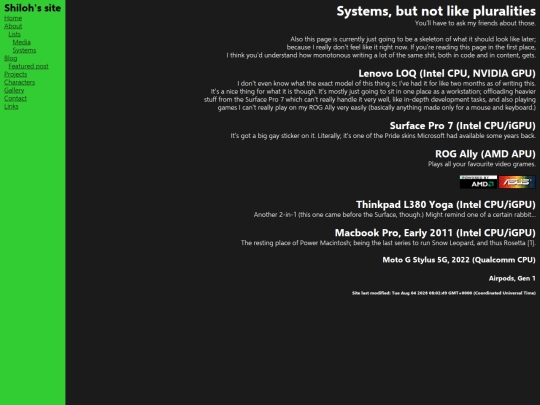 about/systems screenshot
