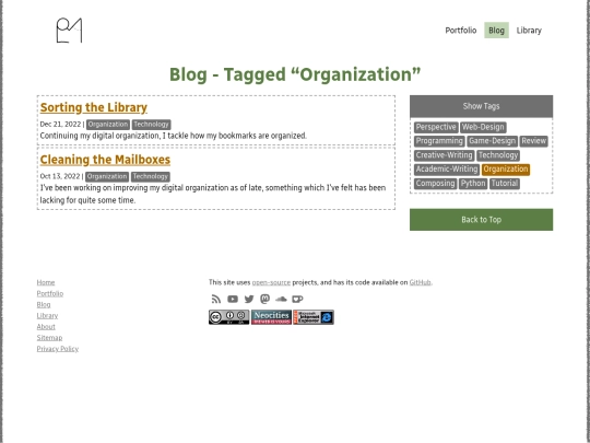 blog/tags/organization screenshot