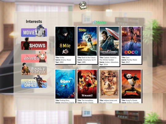 Interests screenshot