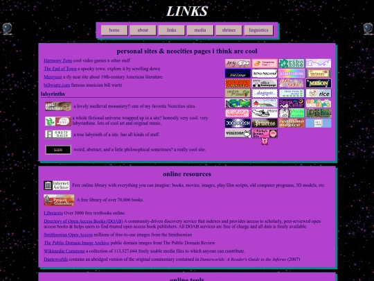links screenshot