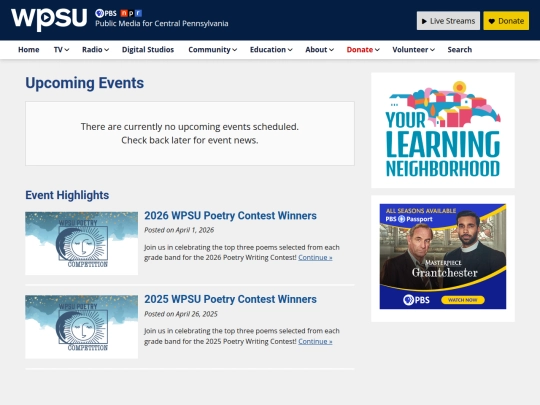 events screenshot