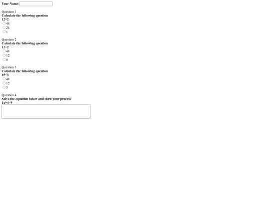 mathtest screenshot