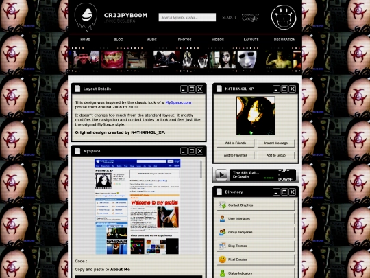 layouts/user-interfaces/code/Myspace screenshot