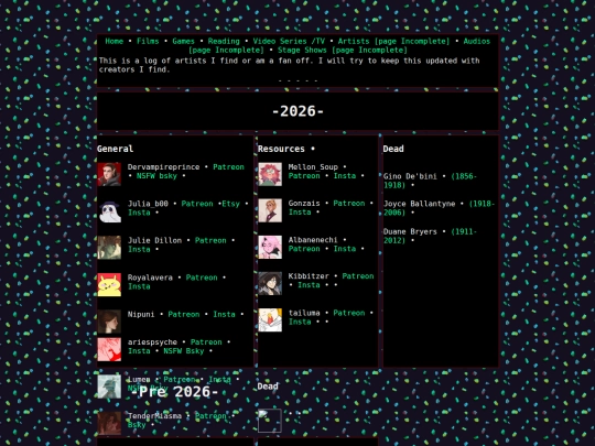 MediaLog/Artists screenshot