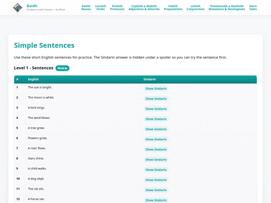 sentences screenshot