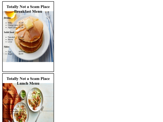 Menu/foodmenu screenshot