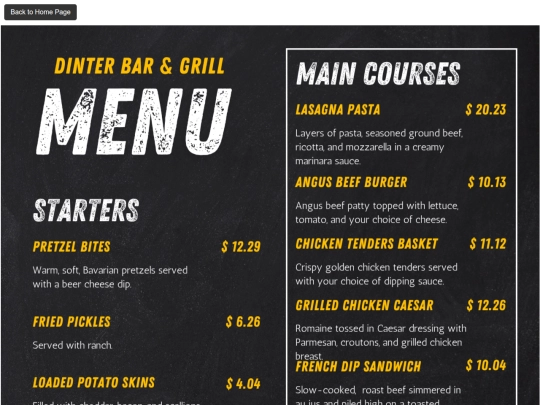 menu screenshot