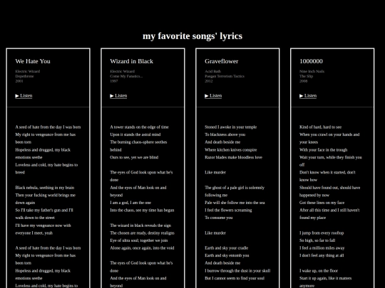 projects/web-projects/favorite-lyrics screenshot