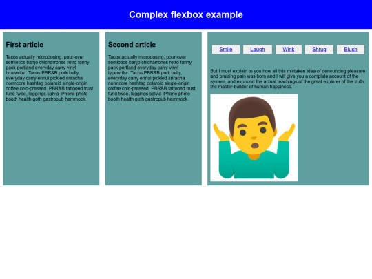 complex flexbox/shrug screenshot