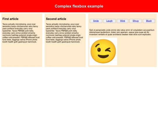 complex flexbox/wink screenshot