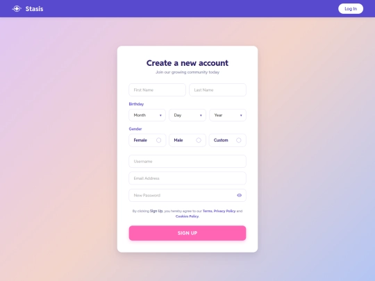 signup screenshot
