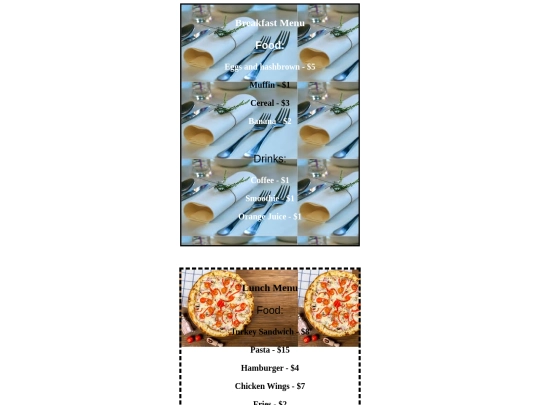 menu screenshot