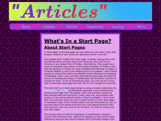 articles/whatsInAStartPage screenshot