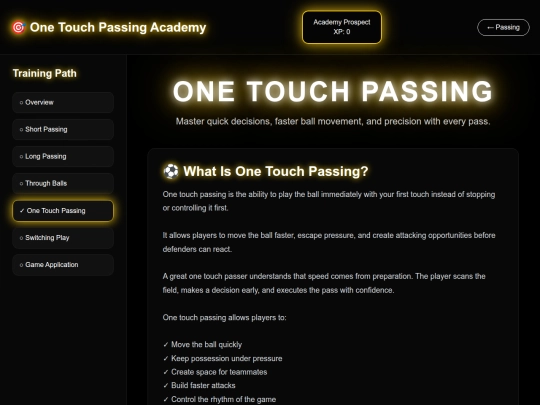 soccer/one-touch-passing screenshot