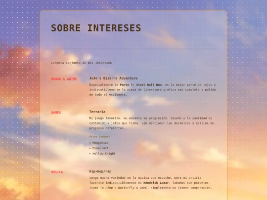 interests screenshot